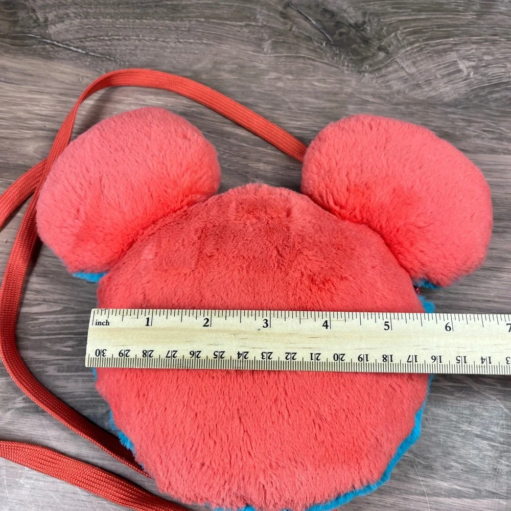 Disney Parks Mickey Mouse Crossbody Bag Kids Pink Blue Faux Fur Plush Ears